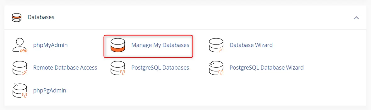 manage databases cpanel